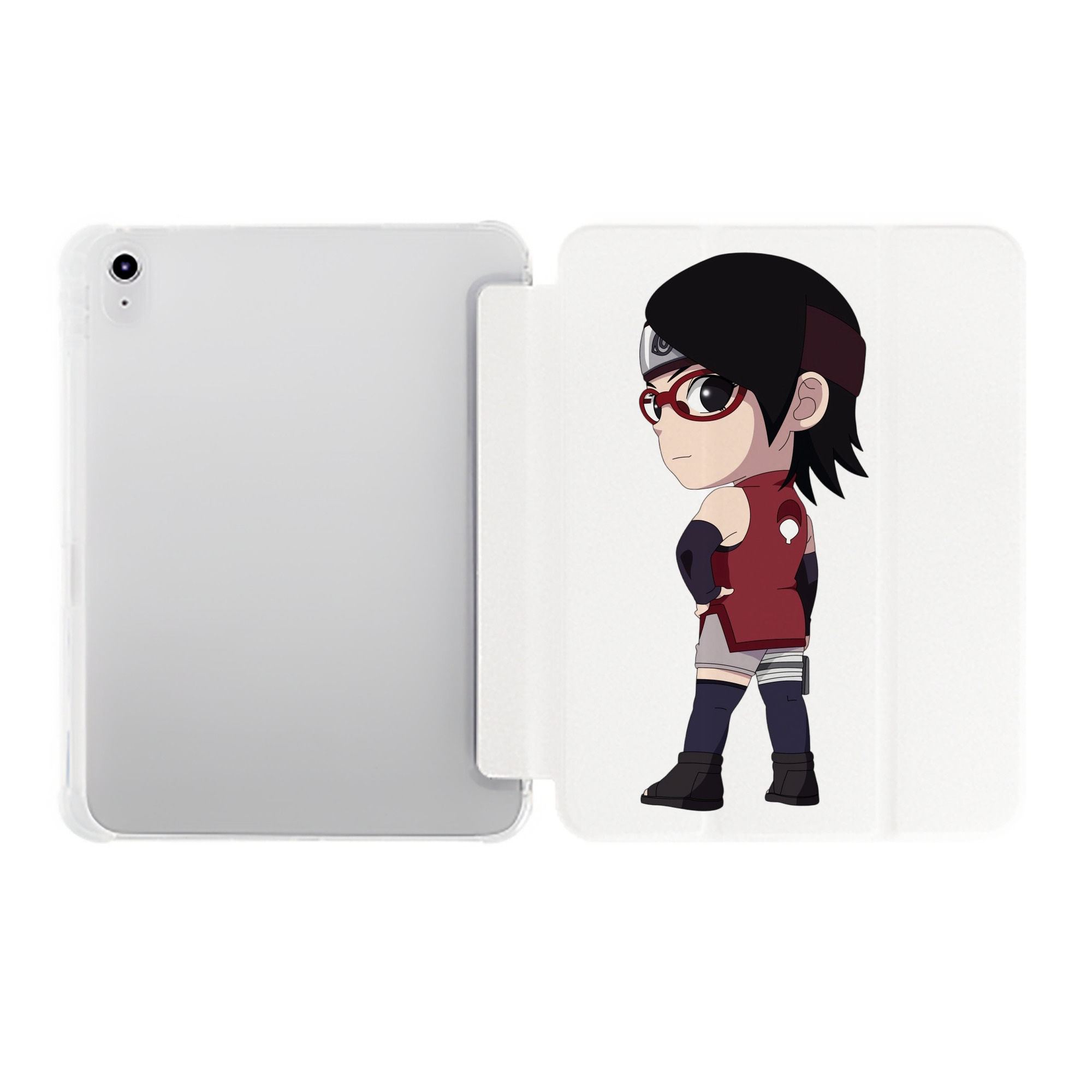 （画像用） NARUTO -ナルト- うちは サラダ Uchiha Sarada IPad ケース ペン収納付き 三つ折りスタンド PUレザー×シリコン 対応機種9.5/10.5/10.9インチ